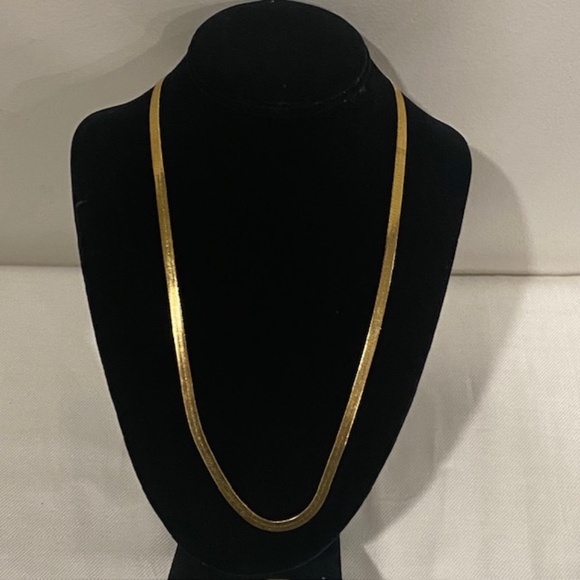 Gold Plated Herringbone Necklace Length 21"; Width: 4mm - Picture 2 of 4